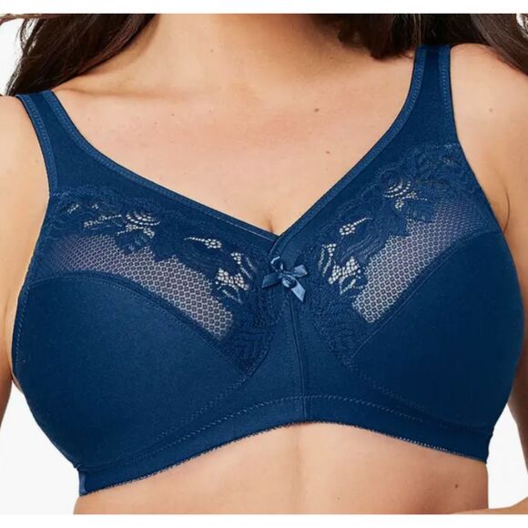 Glamorise MagicLift Minimizer Bra Wireless Size 48DD Blue Full Figure Plus Size - Picture 1 of 6